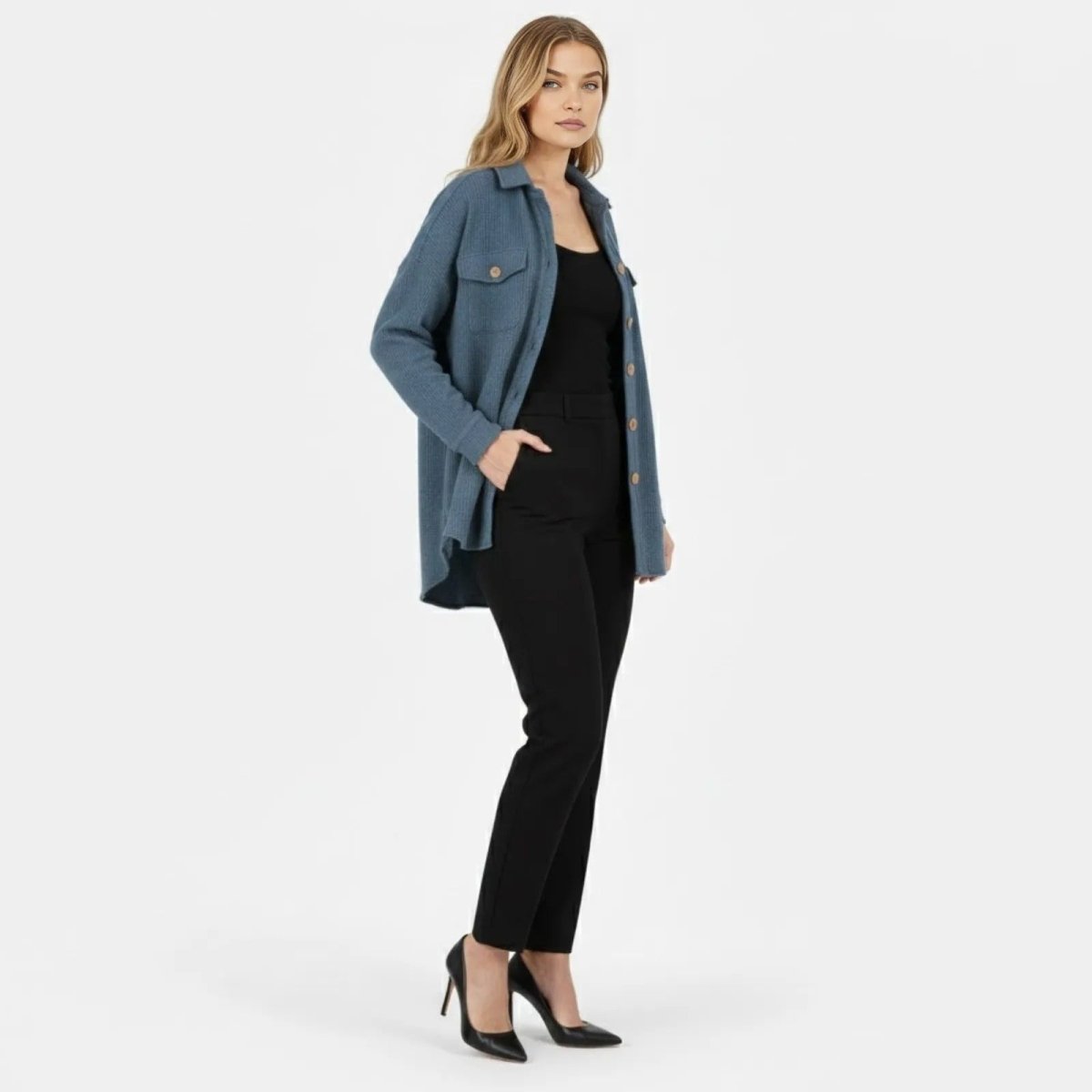 Donelle | Waffle Knit Shacket Relaxed Fit