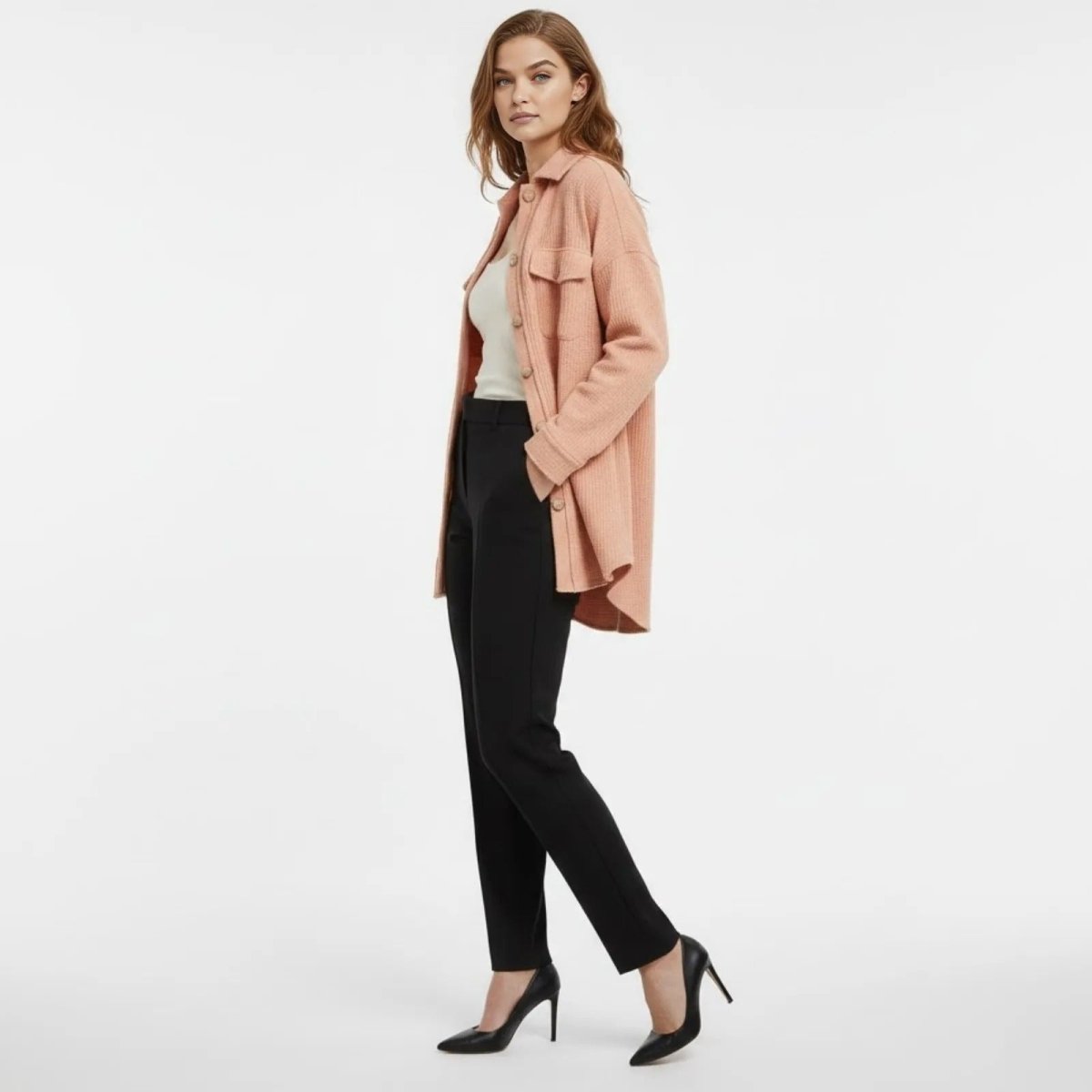 Donelle | Waffle Knit Shacket Relaxed Fit