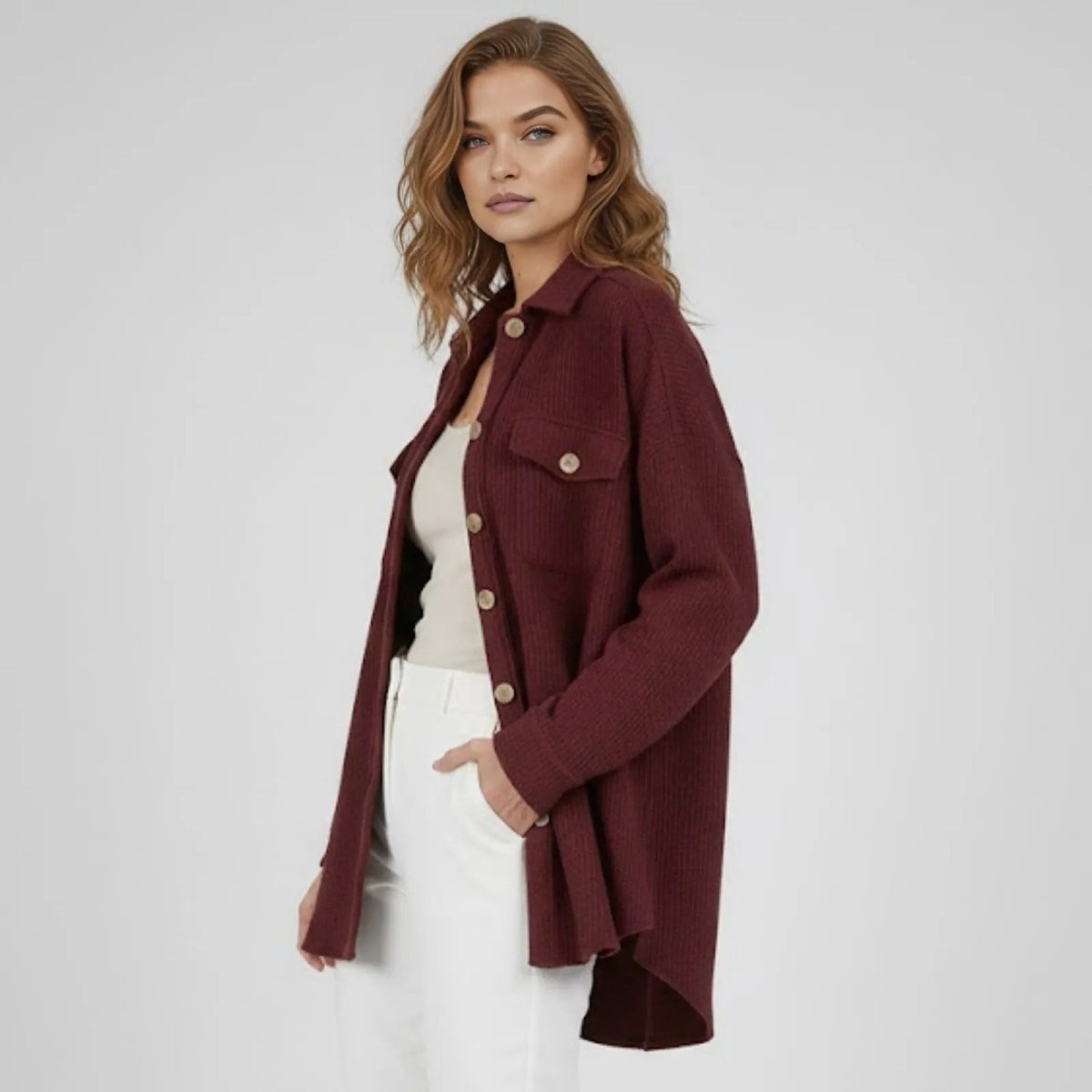Donelle | Waffle Knit Shacket Relaxed Fit