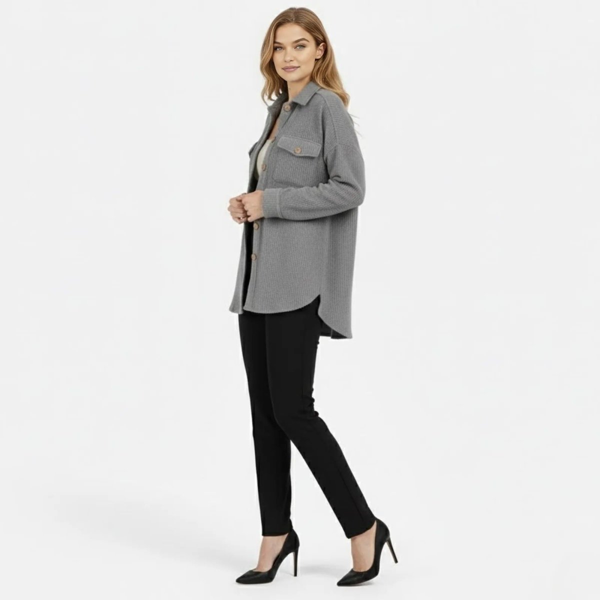 Donelle | Waffle Knit Shacket Relaxed Fit