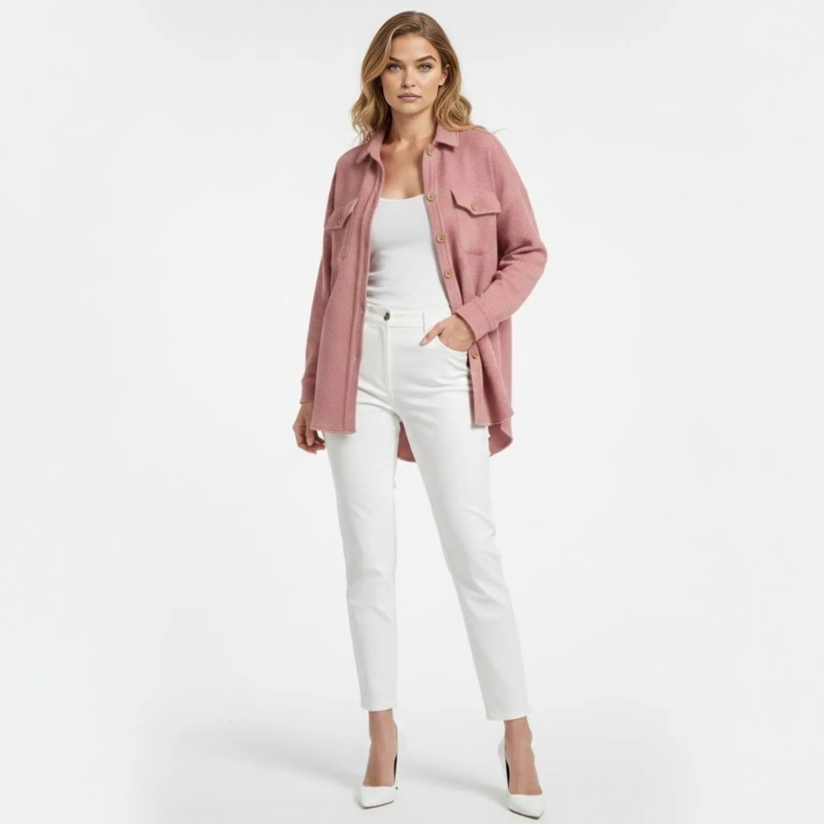 Donelle | Waffle Knit Shacket Relaxed Fit