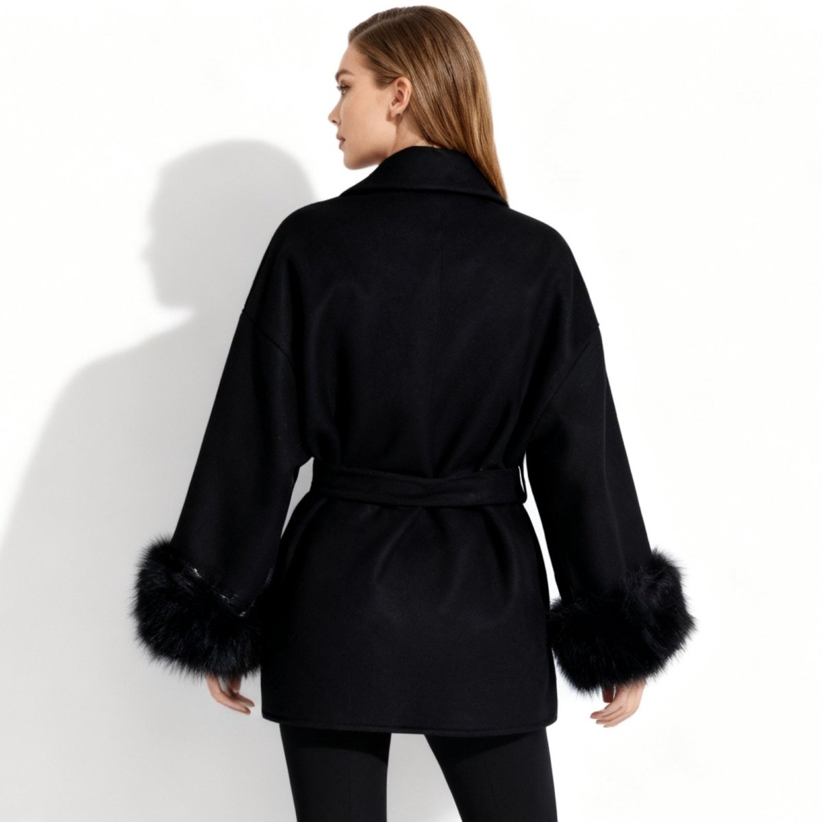 Veloura | Wool Cashmere Fur Cuff Coat