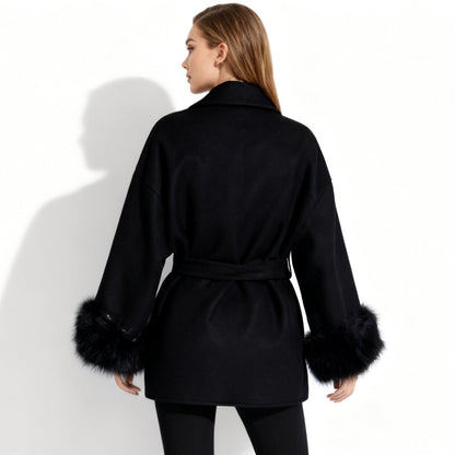 Veloura | Wool Cashmere Fur Cuff Coat
