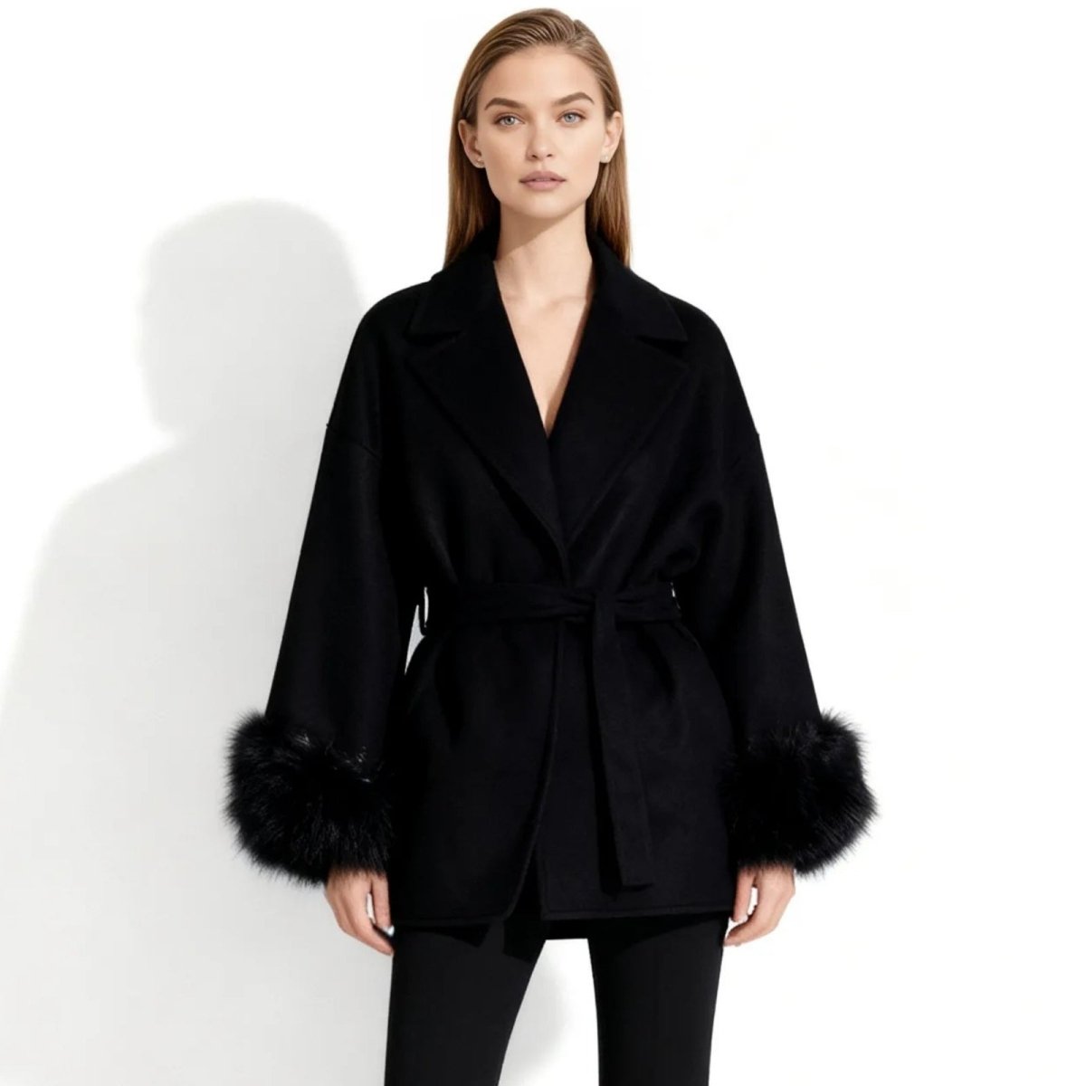 Veloura | Wool Cashmere Fur Cuff Coat