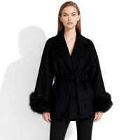 Veloura | Wool Cashmere Fur Cuff Coat