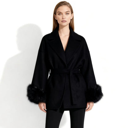 Veloura | Wool Cashmere Fur Cuff Coat
