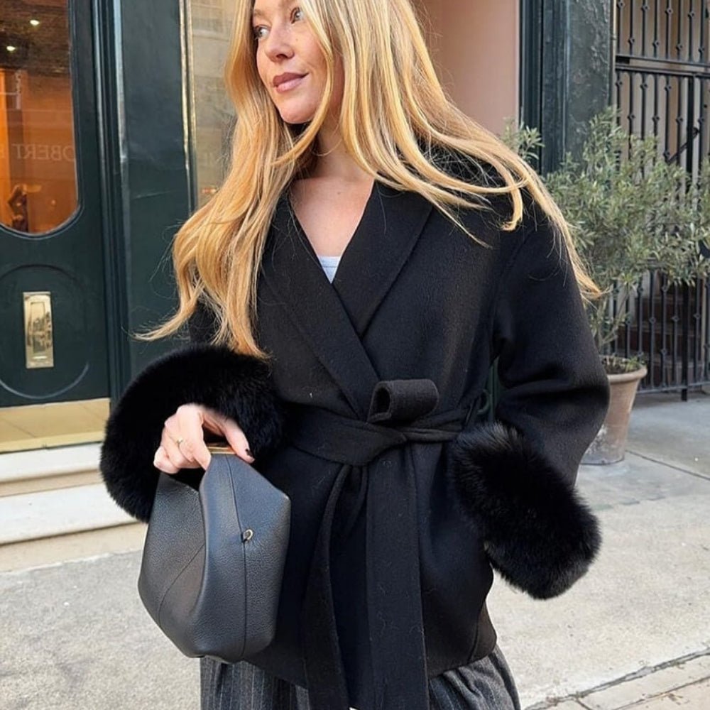 Veloura | Wool Cashmere Fur Cuff Coat