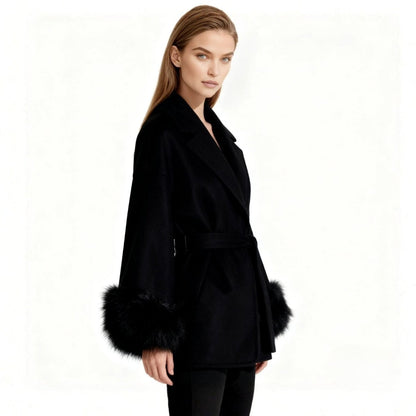 Veloura | Wool Cashmere Fur Cuff Coat