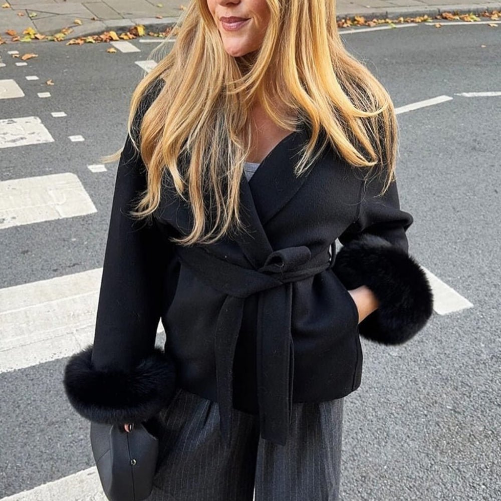 Veloura | Wool Cashmere Fur Cuff Coat