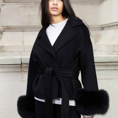 Veloura | Wool Cashmere Fur Cuff Coat