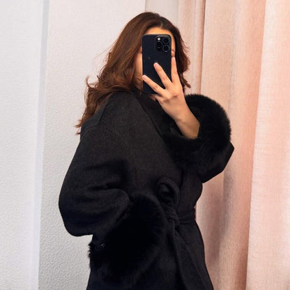 Veloura | Wool Cashmere Fur Cuff Coat