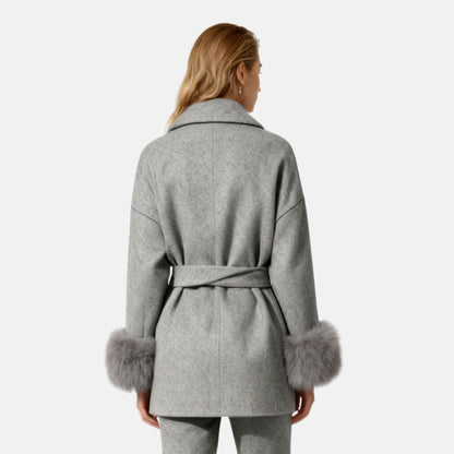 Veloura | Wool Cashmere Fur Cuff Coat