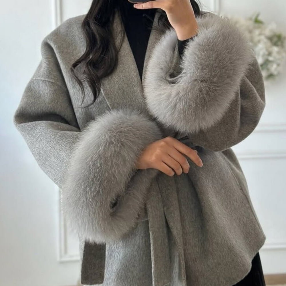Veloura | Wool Cashmere Fur Cuff Coat