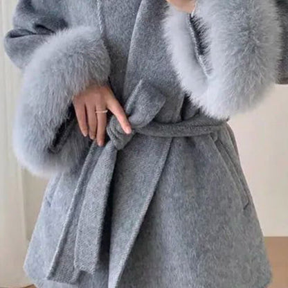 Veloura | Wool Cashmere Fur Cuff Coat