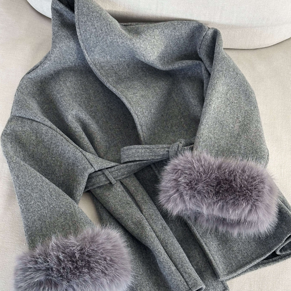 Veloura | Wool Cashmere Fur Cuff Coat