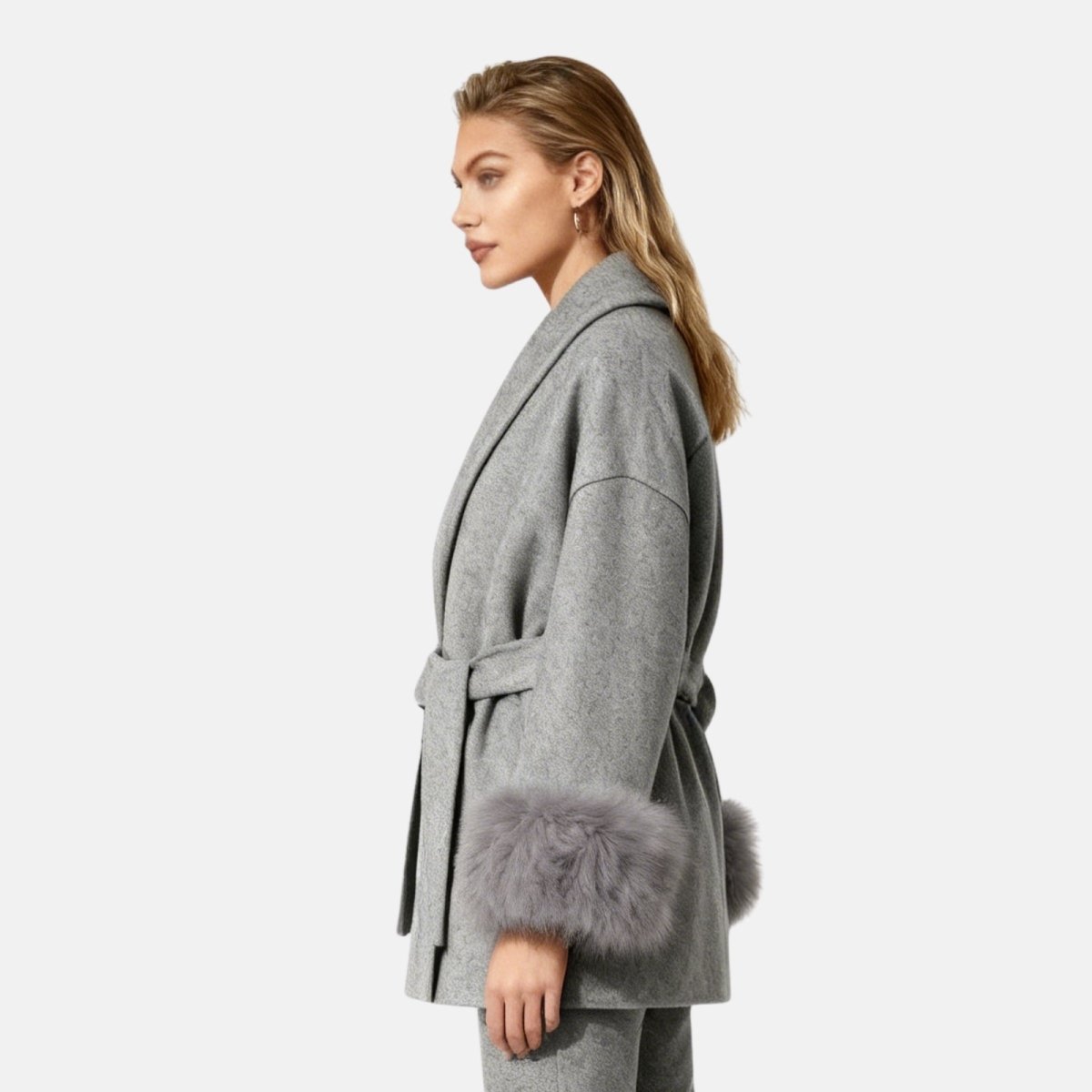 Veloura | Wool Cashmere Fur Cuff Coat