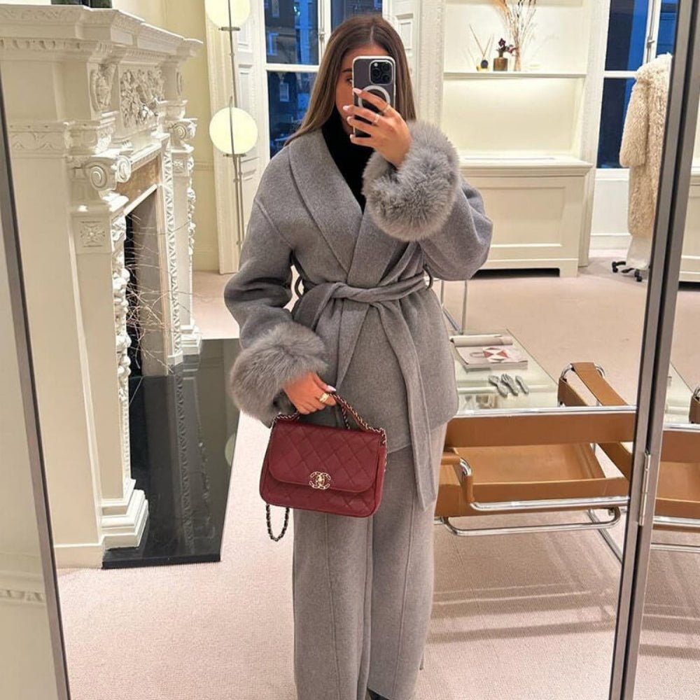 Veloura | Wool Cashmere Fur Cuff Coat