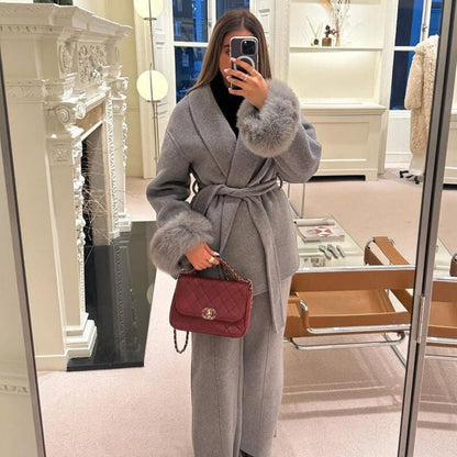 Veloura | Wool Cashmere Fur Cuff Coat