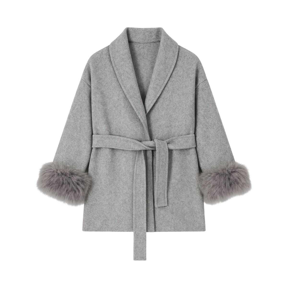 Veloura | Wool Cashmere Fur Cuff Coat