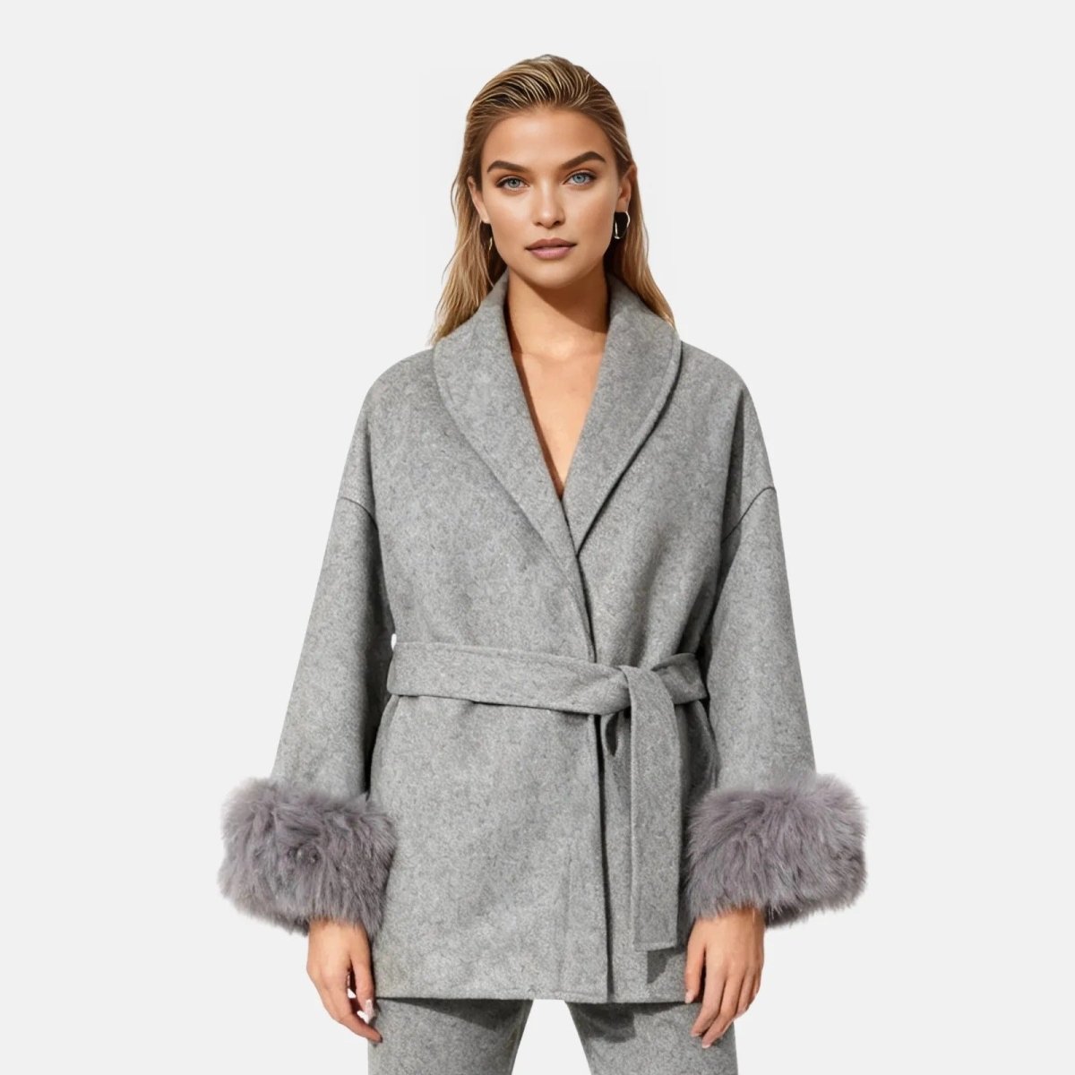 Veloura | Wool Cashmere Fur Cuff Coat