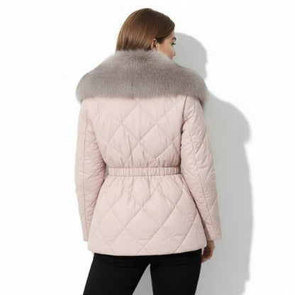 Lisette | Diamond Quilted Fox Fur Puffer Jacket