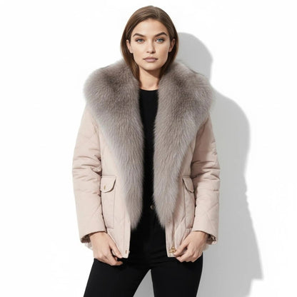 Lisette | Diamond Quilted Fox Fur Puffer Jacket
