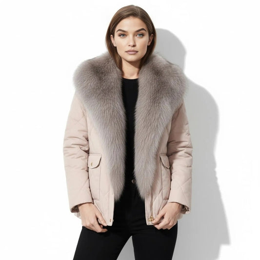 Lisette | Diamond Quilted Fox Fur Puffer Jacket