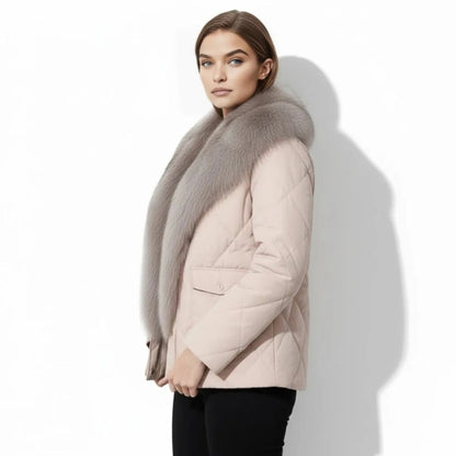 Lisette | Diamond Quilted Fox Fur Puffer Jacket