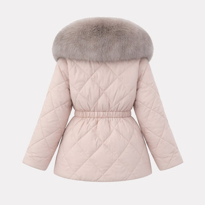 Lisette | Diamond Quilted Fox Fur Puffer Jacket