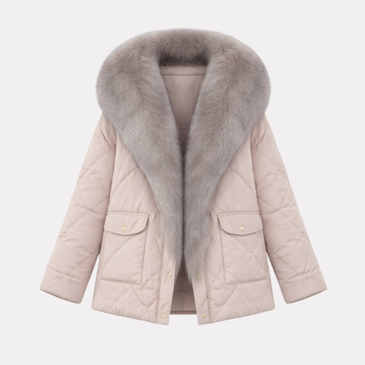 Lisette | Diamond Quilted Fox Fur Puffer Jacket