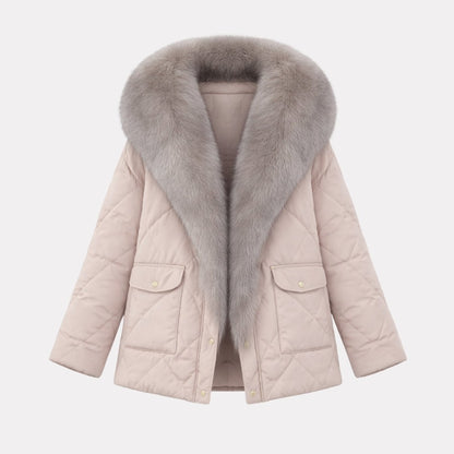 Lisette | Diamond Quilted Fox Fur Puffer Jacket