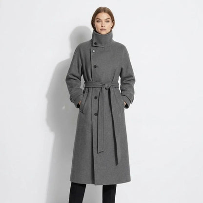 Isadora | Belted Funnel Neck Wool Coat