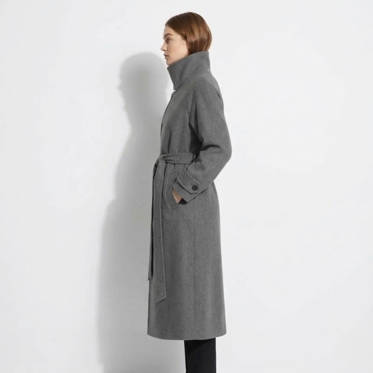 Isadora | Belted Funnel Neck Wool Coat