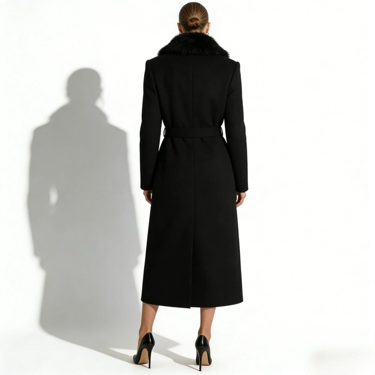 Arcelia | Wool Wrap Coat Shearling Collar