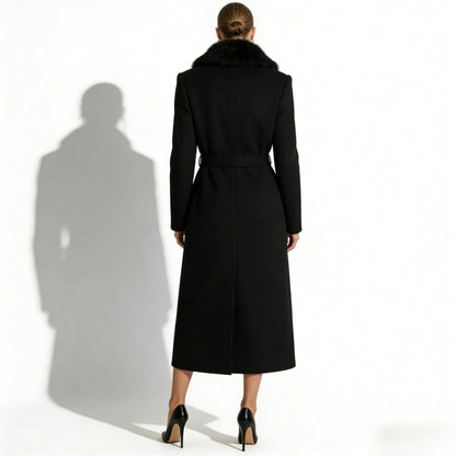 Arcelia | Wool Wrap Coat Shearling Collar