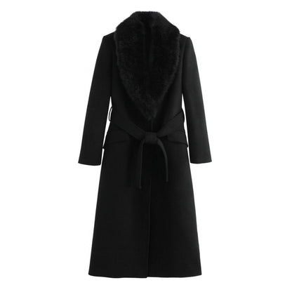 Arcelia | Wool Wrap Coat Shearling Collar