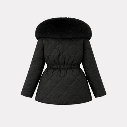 Lisette | Diamond Quilted Fox Fur Puffer Jacket