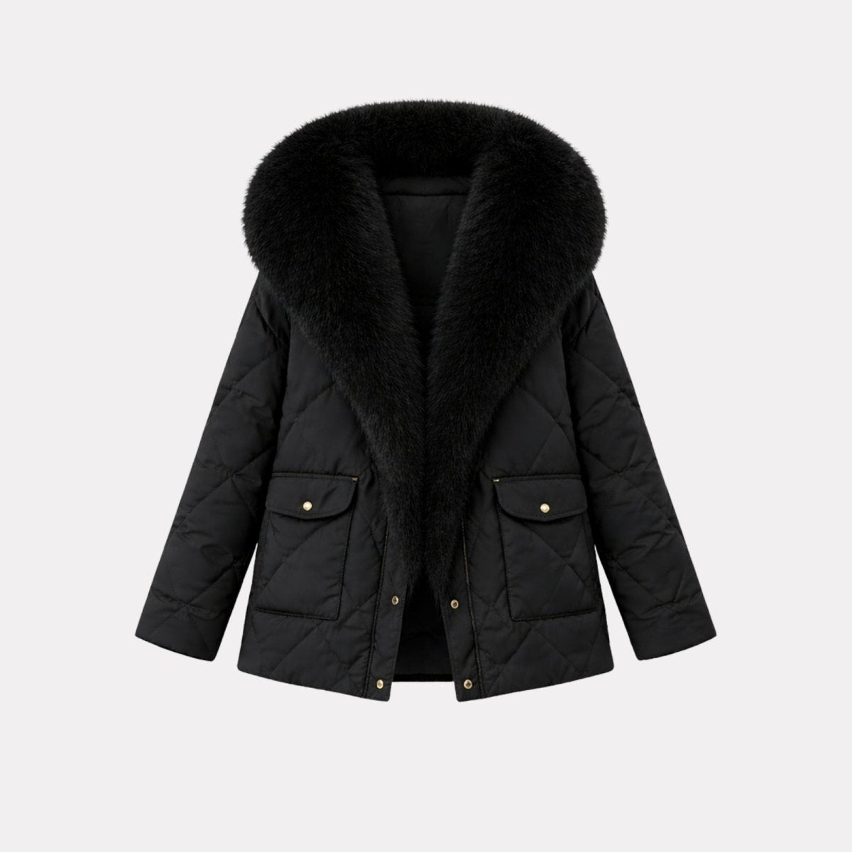 Lisette | Diamond Quilted Fox Fur Puffer Jacket