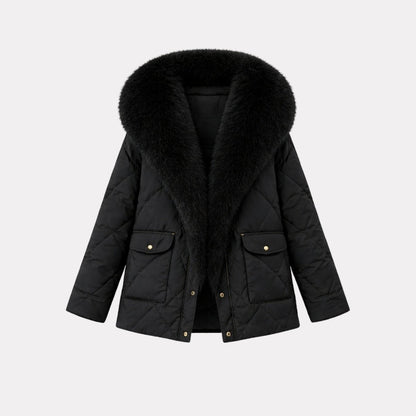 Lisette | Diamond Quilted Fox Fur Puffer Jacket