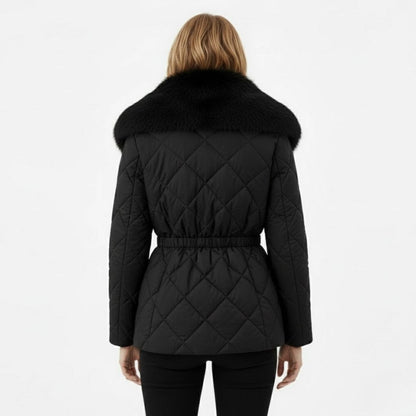 Lisette | Diamond Quilted Fox Fur Puffer Jacket