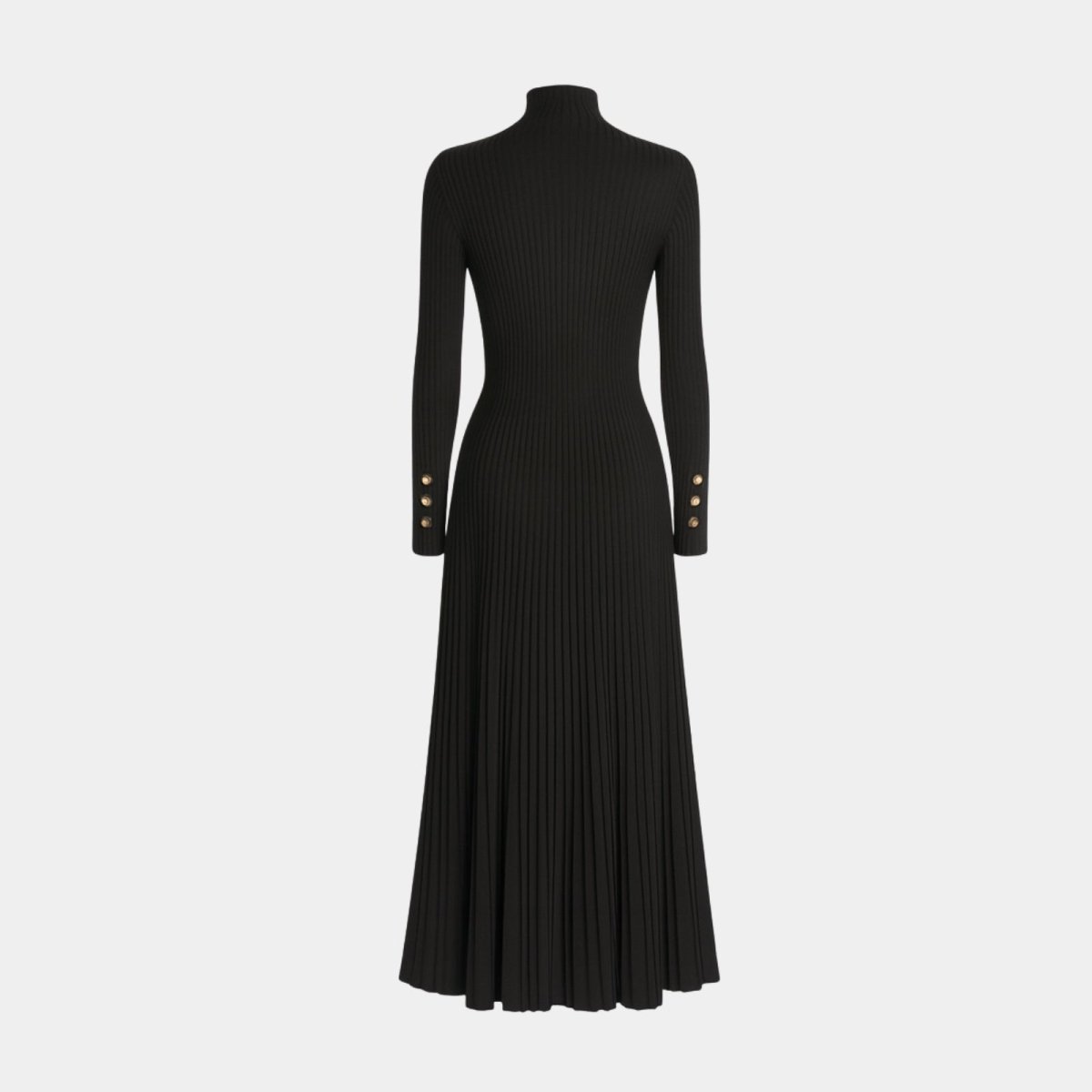 Dianelle | Pleated Turtleneck Knit Midi Dress