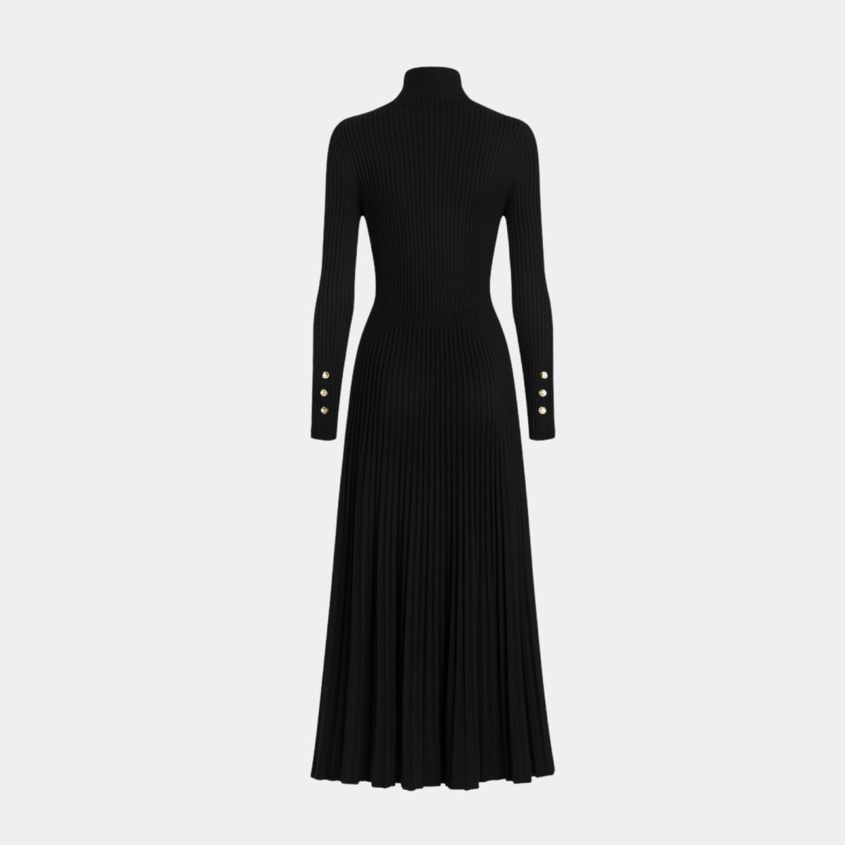 Dianelle | Pleated Turtleneck Knit Midi Dress