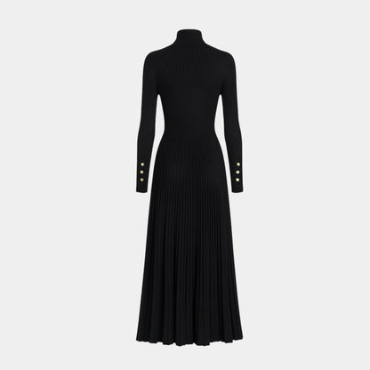 Dianelle | Pleated Turtleneck Knit Midi Dress