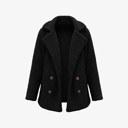 Claire | Double Breasted Bouclé Teddy Coat