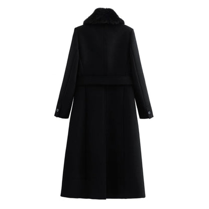 Arcelia | Wool Wrap Coat Shearling Collar