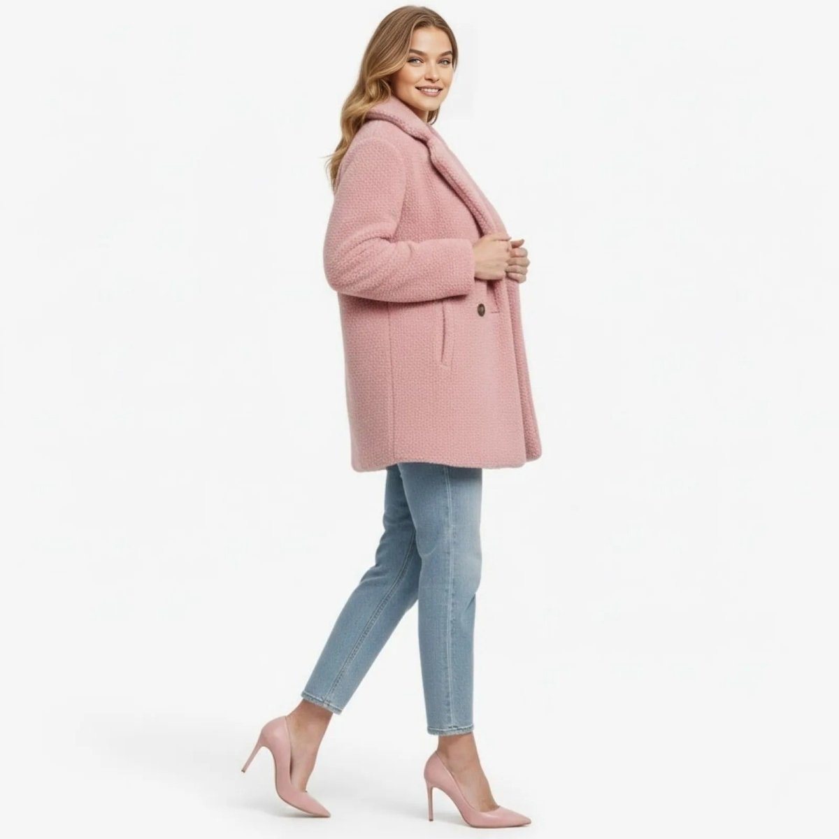 Claire | Double Breasted Bouclé Teddy Coat