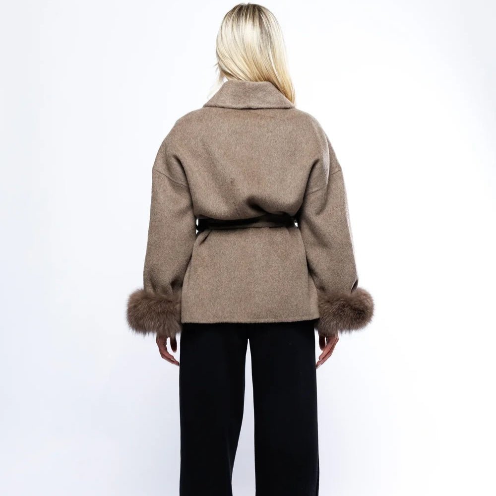 Veloura | Wool Cashmere Fur Cuff Coat