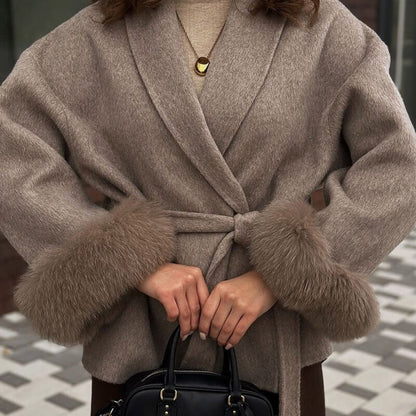 Veloura | Wool Cashmere Fur Cuff Coat
