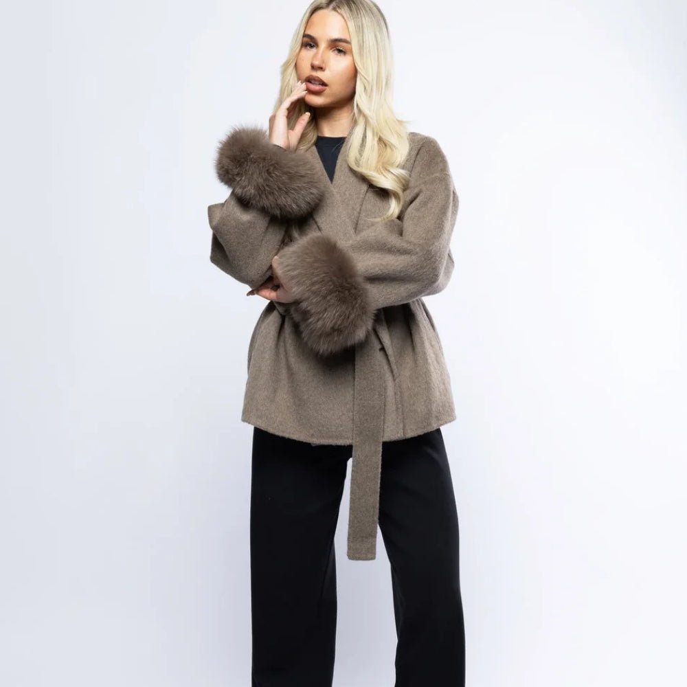 Veloura | Wool Cashmere Fur Cuff Coat