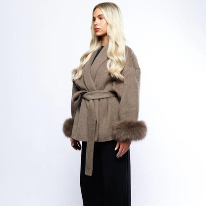 Veloura | Wool Cashmere Fur Cuff Coat